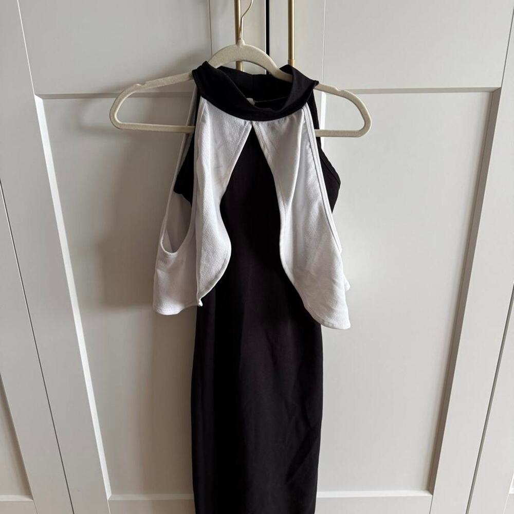 Black and White Cape Detail Dress